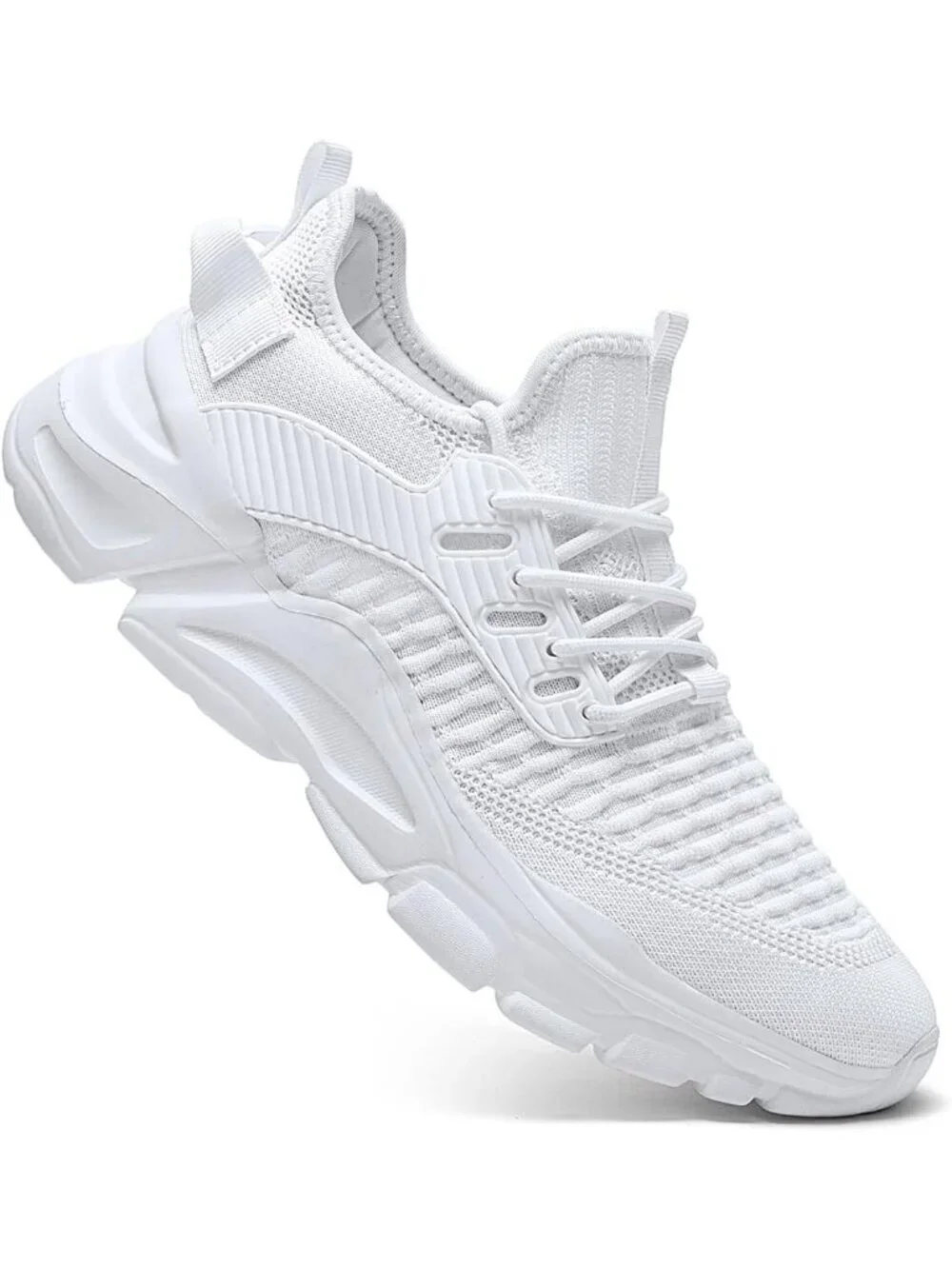 Men's White Slip on Walking Shoes Tennis Running Sneakers Lightweight Trainers
